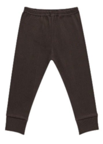 legging Rib junior katoen donkerbruin mt 12-18 maanden