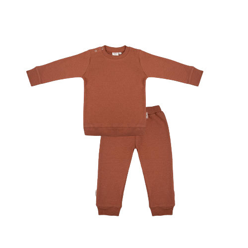 pyjama junior katoen roestbruin mt 3-6 maanden