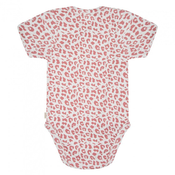 romper Leopard meisjes katoen roze/wit maat 74