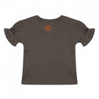 shirt Ruffle meisjes katoen legergroen mt 110