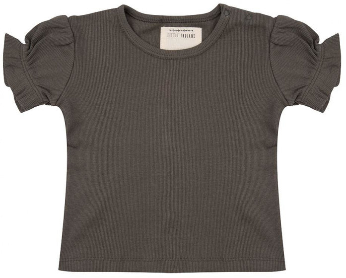 shirt Ruffle meisjes katoen legergroen mt 110