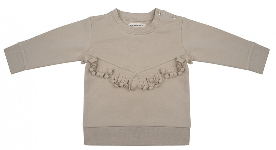 sweater Boho meisjes katoen taupe maat 80