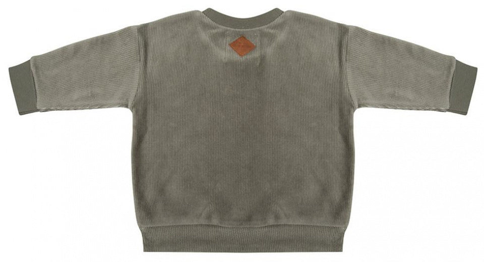 sweater Boxy jongens katoen legergroen maat 116