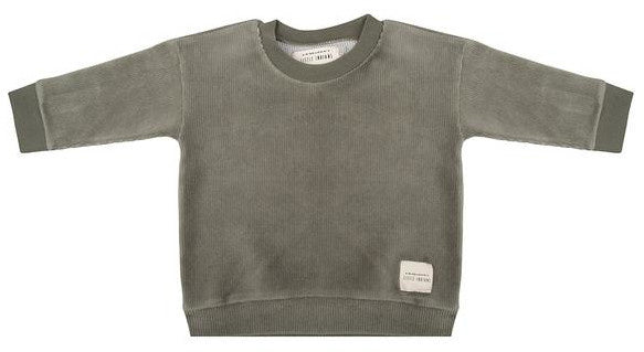 sweater Boxy jongens katoen legergroen maat 110
