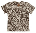 T-shirt Boxy Zebra junior katoen crème/bruin maat 92