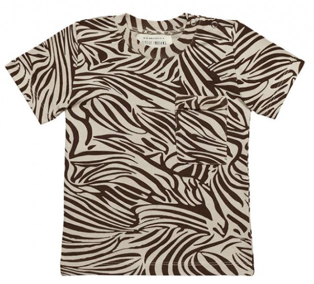 T-shirt Boxy Zebra junior katoen crème/bruin maat 92
