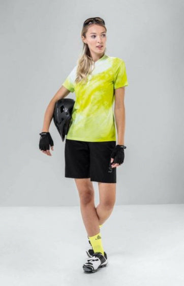 fietsshirt HZ Cloudy dames polyester groen/wit maat 36