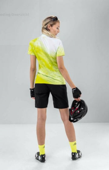 fietsshirt HZ Cloudy dames polyester groen/wit maat 40