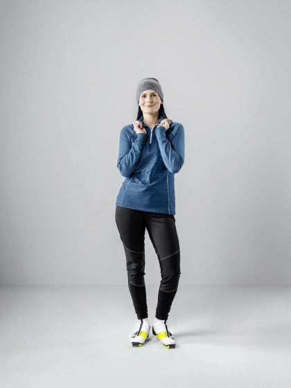 Löffler Thermoshirt Midlayer CB dames modal/katoen jeansblauw mt 34