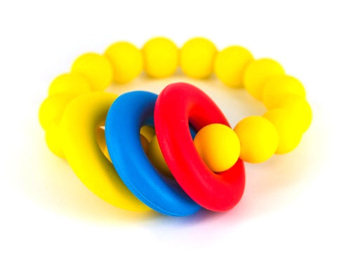 bijtarmband Donut Teether 6,5 cm silicone geel