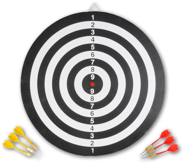 Longfield dartbord papier, dikte 1 cm met 6 darts