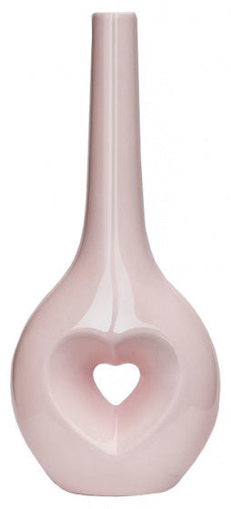 vaas 36 cm keramiek/papier roze 2-delig