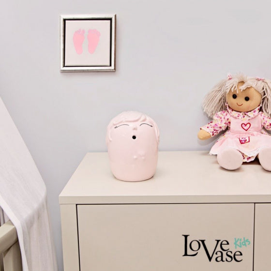 vaas Kids 16 cm keramiek/papier roze 2-delig