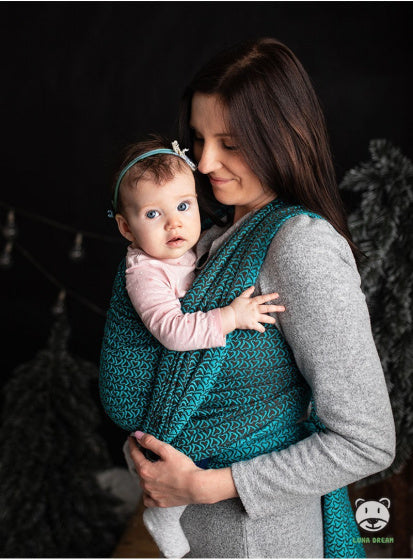 draagdoek Sling Little Hearts katoen turquoise maat 6