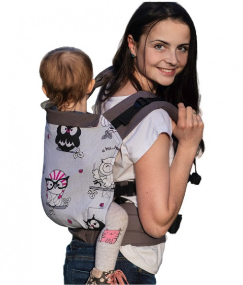 draagzak Grow Up Owl katoen grijs/roze/zwart