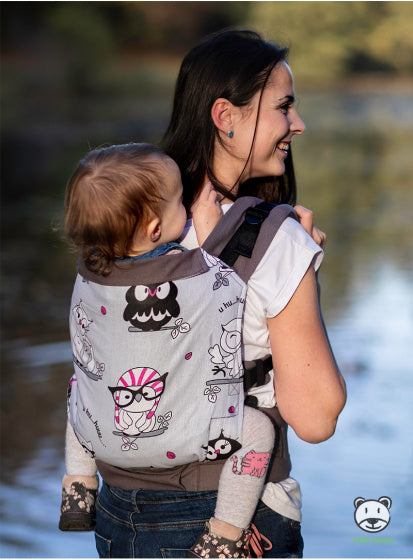 draagzak Grow Up Owl katoen grijs/roze/zwart