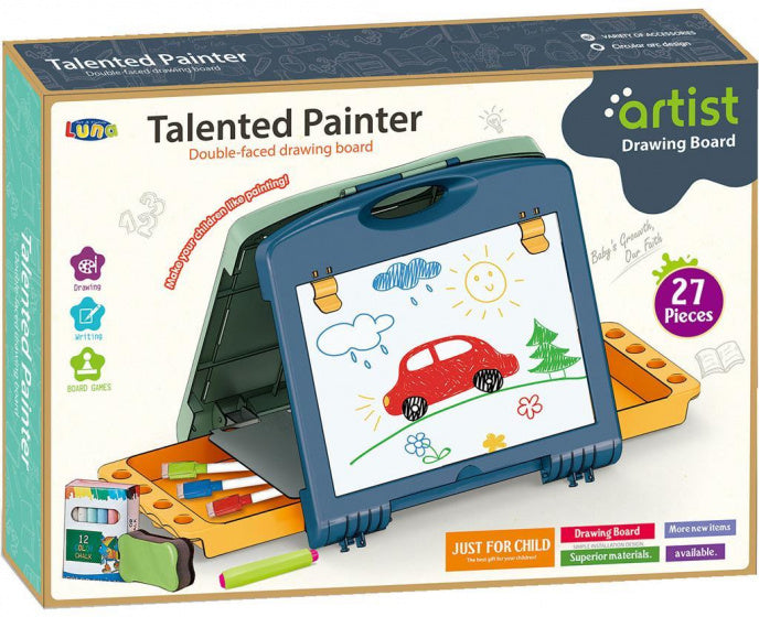 Luna Tekenbord junior 40-delig blauw groen