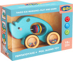 trekfiguur olifant junior 31,5 x 11 x 14 cm blauw/geel