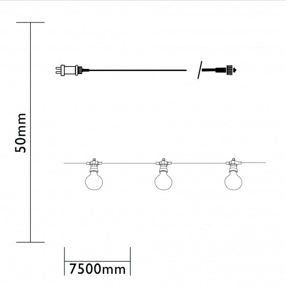 feestverlichting Honolulu 10-lamps led wit 7,5 meter