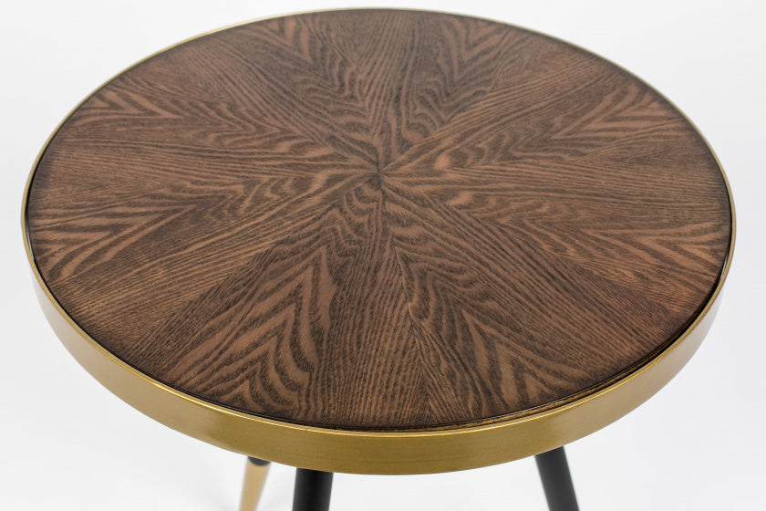 bijzettafel Denise 44 x 45 cm hout/staal bruin/zwart/goud
