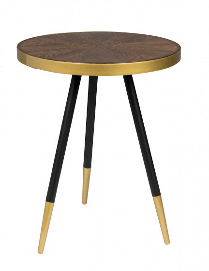 bijzettafel Denise 44 x 45 cm hout/staal bruin/zwart/goud