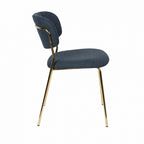 eetkamerstoel Jolien 79 x 56,5 x 49 cm donkerblauw/goud