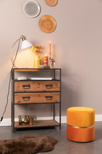 poef Bubbly Sun 39 x 35 cm fluweel/hout oranje