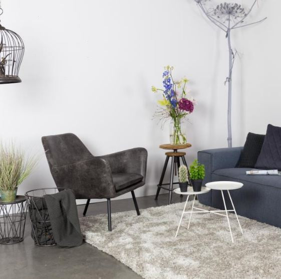 stoel Bon 80 x 76 x 78 cm leer/staal donkergrijs