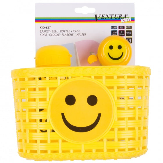 Messingschlager zubehör korb, glocke, trinkflasche set messingsch.smile basket bell bottle