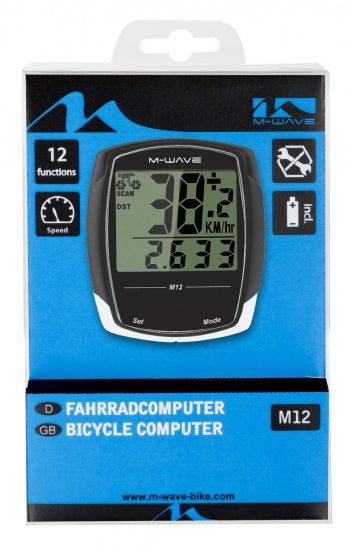M-Wave Fietscomputer 12 Functies Zwart