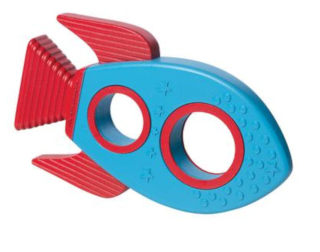 bijtring Racket junior 11 cm siliconen blauw/rood