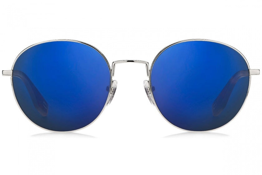 zonnebril heren rond zilver/blauw