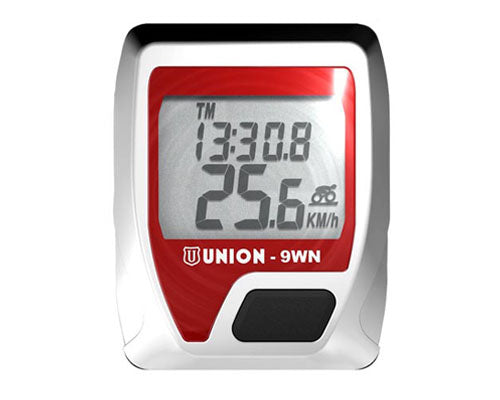 Union Fietscomputer 9WN draadloos rood/zilver 9 functies
