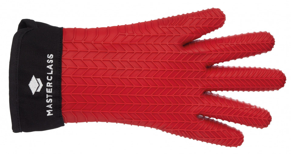 ovenhandschoen 37 x 19 cm siliconen rood/zwart