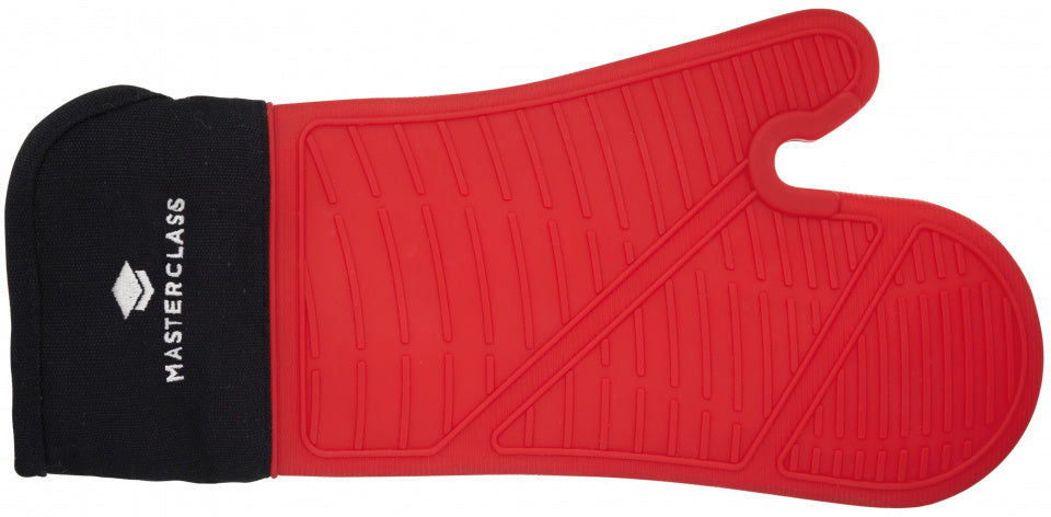 ovenwant 37 x 19 cm siliconen/katoen rood/zwart