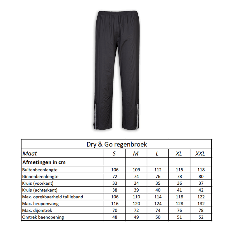 Regenbroek Dry Go maat L