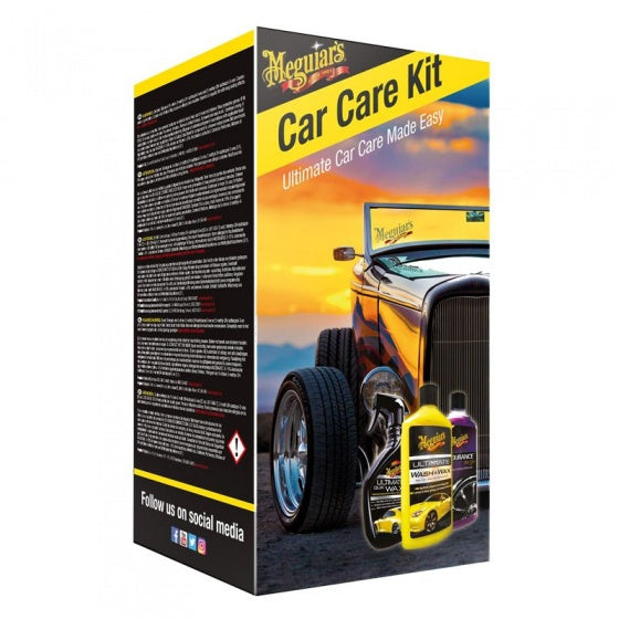 Meguiar's car care kit 3-delige schoonmaakset – ultimate wash wax – ultimate quick wax – endurance high gloss tire gel – 473ml
