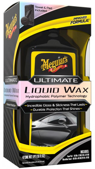 Meguiar's meguiar’s ultimate liquid wax 473ml set – 3-delige autowax set – spiegelglans reflectie – inclusief applicator microvezeldoek