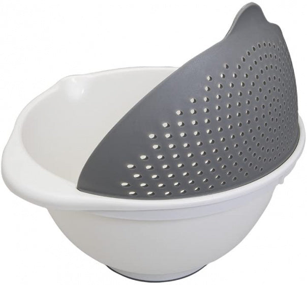 vergiet/kom 2-in-1 25 cm 3,5 liter PP wit/grijs