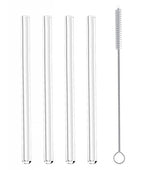 rietjes herbruikbaar 15 cm glas transparant 4 stuks