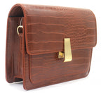 handtas Croco dames 19,5 x 15 cm polyurethaan bruin