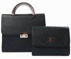 handtas dames 25 x 23 cm polyurethaan zwart 2-delig