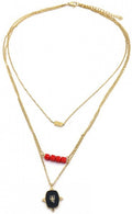 ketting Charm dames 925 zilver goud/rood/zwart
