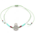 Mh bijoux Kralenarmband Ananas dames groen/zilver verstelbaar
