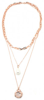 schakelketting Pearl dames verstelbaar RVS roségoud