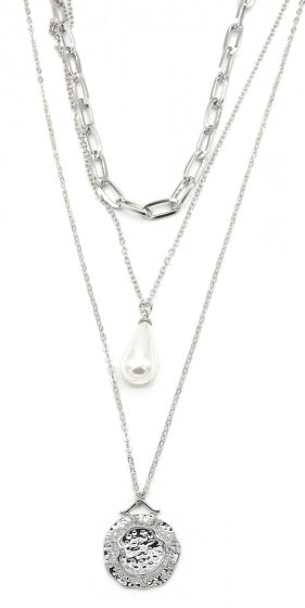 schakelketting Pearl dames verstelbaar RVS zilver