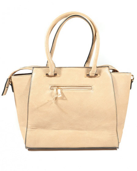 schoudertas dames 42 x 27 cm polyurethaan lichtbruin