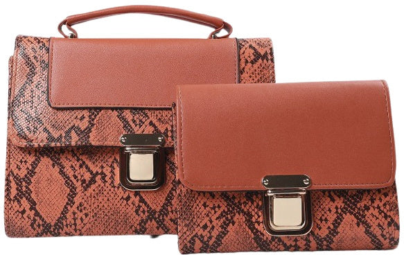 tas dames 26,5x19x8,5 cm polyurethaan bruin 2 stuks