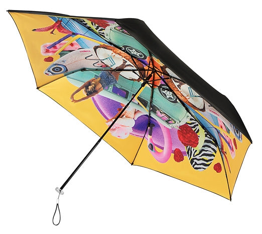 Minimax Paraplu UPF50+ 92 cm polyester zwart/geel