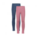 leggings Basic meisjes katoen roze/blauw 2 stuks maat 116